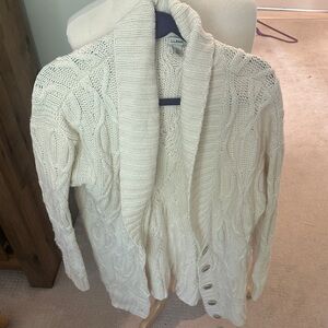 L.L. Bean Women's Ivory Cable Knit Cardigan